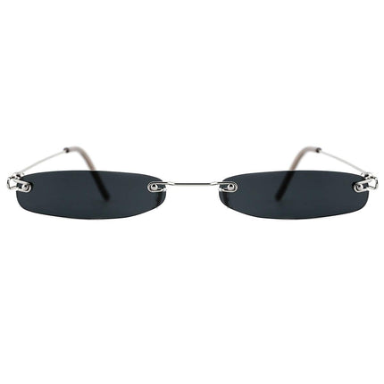 Slocyclub Vintage Rectangle Skinny Sunglasses for Women Men, Retro Small Thin Sunglasses, Rimless Trendy Sunglasses