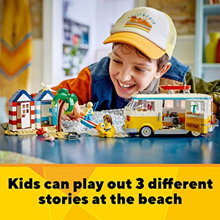 buy LEGO Creator 3 in 1 Beach Camper Van Building Kit, Transforms from a Campervan to Ice Cream Shop in India.