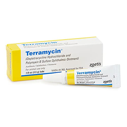 Buy Terramycin Antibiotic Ointment for Eye Infection Treatment in Dogs, Cats, Cattle, Horses, and Sheep, 0.125oz Tube in India India