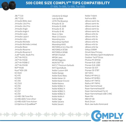 buy COMPLY 500 Series Foam Original Ear Tips for KZ ZS10 Pro, ZSX, AKG N5005, Moondrop Aria, Kato & Chu in India