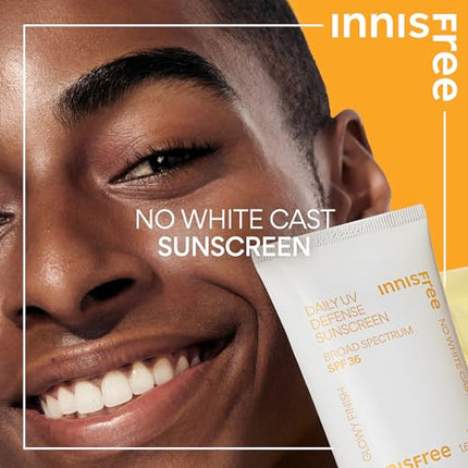 innisfree Daily UV Defense Sunscreen Broad Spectrum SPF 36 with No White Cast, Invisible Korean Sunscreen (Packaging May Vary)