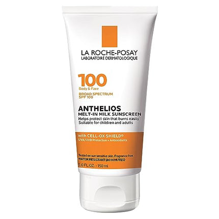 La Roche-Posay Anthelios Melt-In Milk Sunscreen SPF 100 | Sunscreen For Body & Face | Broad Spectrum SPF + Antioxidants | Oil Free Sunscreen Lotion | For Sun Sensitive Skin | Oxybenzone Free