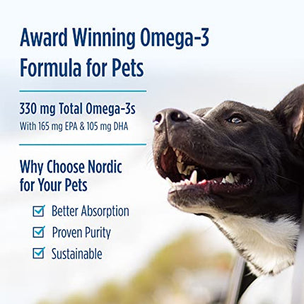 Nordic Naturals Omega-3 Pet, Unflavored - 180 Soft Gels - 330 mg - Fish Oil for Dogs with EPA & DHA - Promotes Heart, Skin, Coat, Joint, & Immune Health