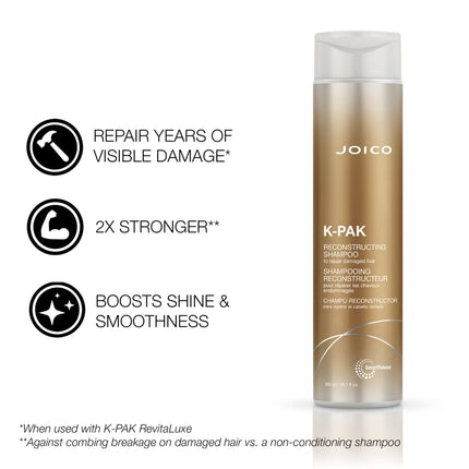 Joico K-PAK Daily Reconstructing Shampoo | For Damaged Hair | Repair & Prevent Breakage | Boost Shine | With Keratin & Guajava Fruit Extract | 10.1 Fl Oz