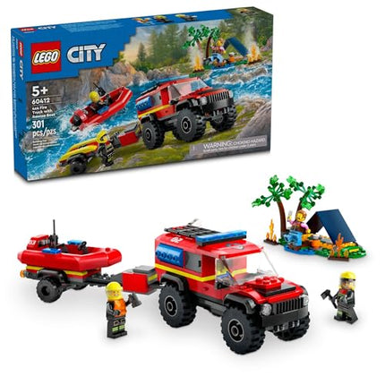 Buy LEGO City 4x4 Fire Truck with Rescue Boat Toy for Kids Ages 5 and Up, Pretend Play Toy for Boys in India