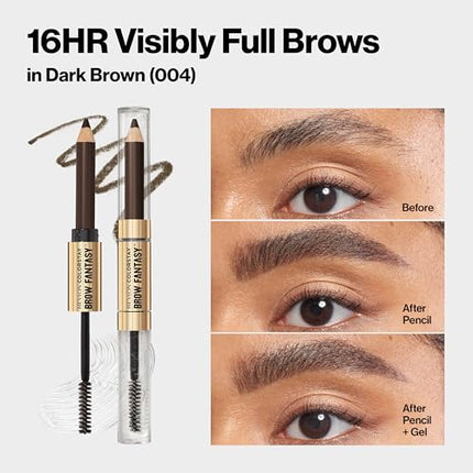 Revlon ColorStay Brow Fantasy, All In One Eyebrow Powder Pencil with Shaping Clear Gel, Gel Infused with Panthenol, Smudge-proof, 16HR Visibly Full Brows, 104 Dark Brown