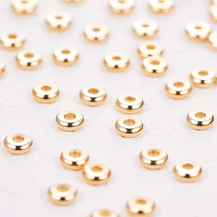 BENECREAT 60 PCS 18K Real Gold Plated Spacer Beads Metal Spacer Beads for DIY Jewelry Making Findings and Other Craft Work - 5x1.5x1.5mm, Donut Shape