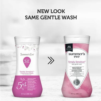 Summer's Eve Cleansing Wash | Simply Sensitive | 9 Ounce | pH-Balanced | Dermatologist & Gynecologist Tested