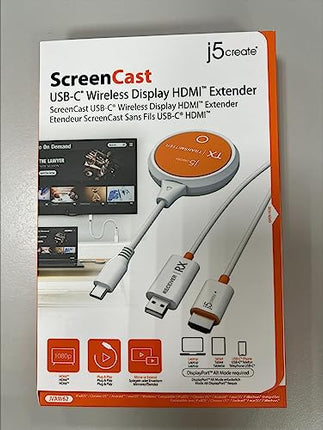 Buy j5create ScreenCast USB-C to HDMI Wireless Display Transmitter and Receiver, Supports 1080p, Suitable for iPhone15, MacBook, iPad Pro, Chromebook, USB-C Laptops, and Android in India.