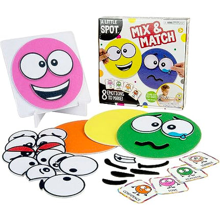 TOMY A Little Spot Mix and Match Kids' Craft Kit - Social Emotional Learning Activities - Sensory Play with Soft Felt Emotion Spots, Double-Sided Cards, and Easel - Based On The Books by Diane Alber