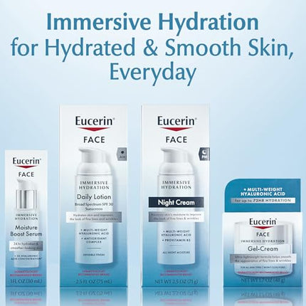 Eucerin Immersive Hydration Gel Cream with Hyaluronic Acid, Ultra-Lightweight Face Moisturizer Smooths Fine Lines and Wrinkles, 1.7 Oz Jar