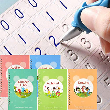 Maxbell Magic Practice Copybook for Kids - Reusable Grooved Handwriting Workbooks with Pencil Grip.
