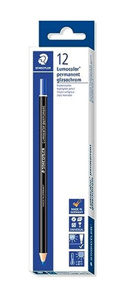 Staedtler Lumocolour Permanent Glasochrom Pencil - Blue (Box of 12)