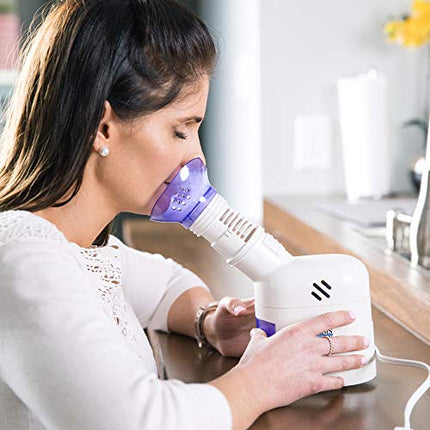 MABIS Facial Steamer, Steam Inhaler, FSA Eligible, Vaporizer or Vocal Steamer with Aromatherapy Diffuser and Soft Face Mask for Cleansing, Sinus Pressure, Congestion, Colds and Cough, 25mL