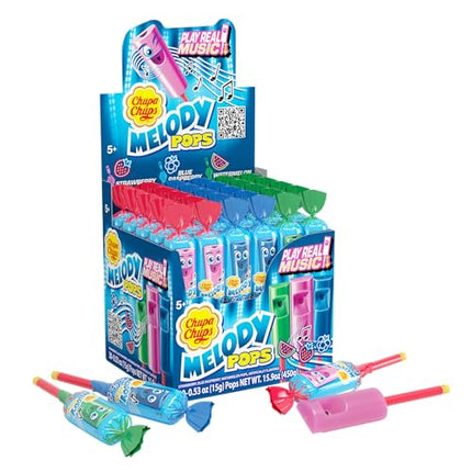 Buy Chupa Chups Melody Pop, Assorted Flavors, Whistle Lollipops, Individually Wrapped Candy, 30 Count Showbox Case in India