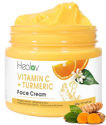 Turmeric Face Cream for Dark Spots - Natural Turmeric Skin Brightening Lotion for Face & Body - Cleanse Skin, Fight Acne, Even Tone, Clear Scars, Sun Damage, & Hyperpigmentation - with Vitamin C