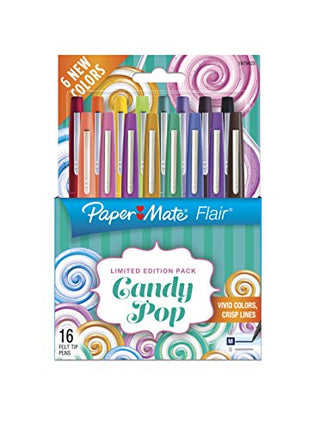 Paper Mate Flair Felt Tip Pens, Medium Point Limited Edition Candy Pop Pack, 0.7mm, Pack of 16 (1979423)