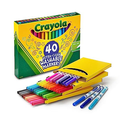 Crayola Ultra Clean Fine Line Washable Markers (40ct), Colored Markers for Kids, Coloring Book Markers, Easter Stocking Stuffers