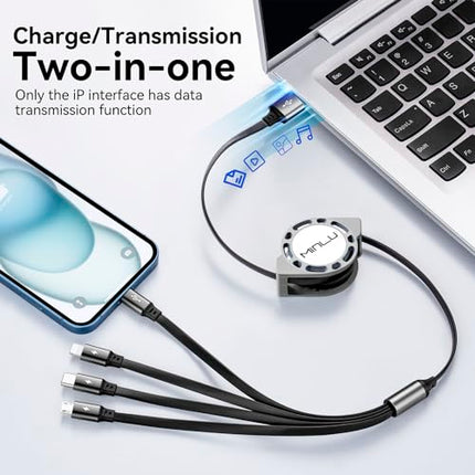 buy MINLU Multi Charging Cable 4A, 2Pack 4Ft Retractable Multi Fast Charger Cable, Multiple Charging in India