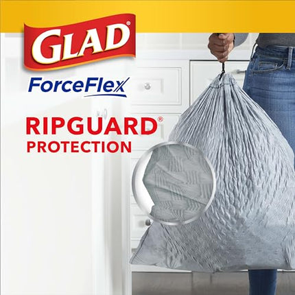 Glad ForceFlex Tall Kitchen Drawstring Trash Bags, 13 Gal, Fresh Clean, 110 Ct, Pack May Vary
