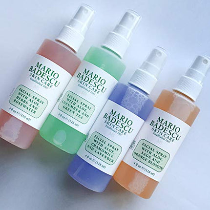 Mario Badescu Mini Mist Facial Spray Collection with Rose Water, Cucumber, Lavender and Orange Blossom, Multi-Purpose Cooling and Hydrating Face Mist for All Skin Types, 2 Fl Oz (Pack of 4)