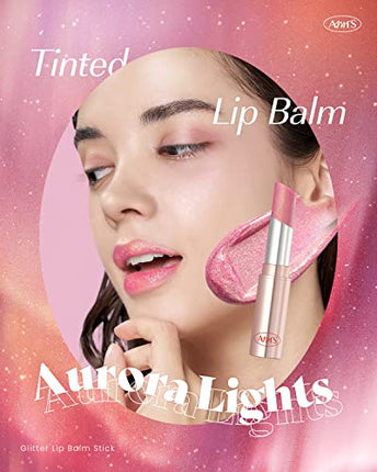 AMTS Tinted Moisture Color Lip Balm - Aurora Lights | Hydrating Glitter Lipstick | Pearl Shimmering Daily Lip Makeup for dry, cracked, chapped lips | korean beauty Moisture Lip Tint
