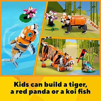 buy LEGO Creator 3 in 1 Majestic Tiger Building Set, Transforms from Tiger to Panda or Koi Fish Set in India