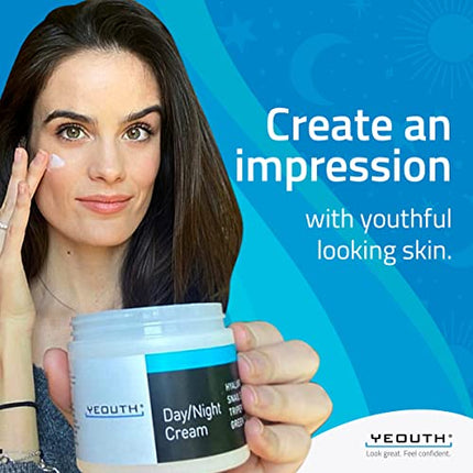 YEOUTH Day Night Cream for Face with Hyaluronic Acid & Snail Mucin, Moisturizer Face Cream, Anti Aging Face Moisturizer for Women 4oz