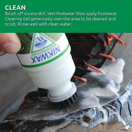 Nikwax Footwear Cleaning Gel, Shoe Care, Boot Cleaner for Suede, Leather, Fabric & Synthetic Materials, Safe for Gore-Tex, Waterproof, DWR