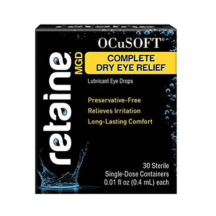 OCuSOFT Retaine MGD Ophthalmic Emulsion - Complete Dry Eye Relief - Soothes Red & Irritated Eyes - 30 Count Preservative-Free Single-Use Containers - 0.01 Fl Oz