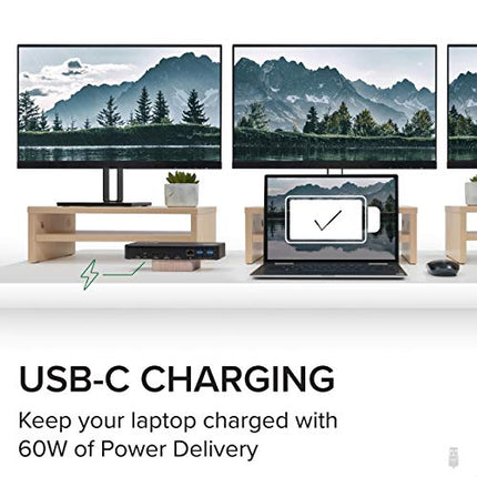 buy Plugable USB C Triple Display Docking Station with Laptop Charging, for Thunderbolt, USB4, or USB C Systems, Compatible with Windows, macOS, ChromeOS laptops (3X HDMI, 6X USB 5Gbps Ports, 60W USB PD) in India.