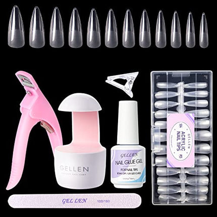 Buy Gellen Nail Tips And Glue Gel Kit, Acrylic Nail Kit With 504Pcs Stiletto Fake Nails, U V LED Nail La in India