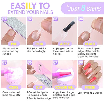 Buy Gellen Nail Tips And Glue Gel Kit, Acrylic Nail Kit With 504Pcs Stiletto Fake Nails, U V LED Nail La in India