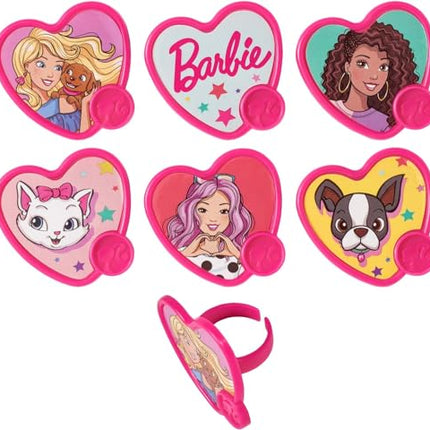 buy DecoPac Barbie Be The Future Rings, Pink Heart Shaped Cupcake Decorations Featuring Barbie and her Friends in India
