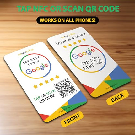 Google Review Tap Card, 3-Pack by TapFive: Reusable Smart Tap NFC & QR for Instant Reviews - iPhone & Android - Boost Business Reviews Quickly - Powered by TapSnap (3-Pack)