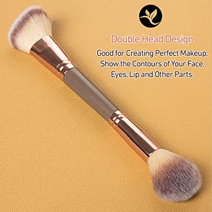 KINGMAS Foundation Makeup Brush, Double-ended Angled/Round Top Contour Makeup Brush for Blending Liquid Powder, Concealer Cream Cosmetics, Blush Brush