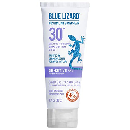 buy Blue Lizard SENSITIVE FACE Mineral Sunscreen with Zinc Oxide and Hydrating Hyaluronic Acid, SPF 30+ in India