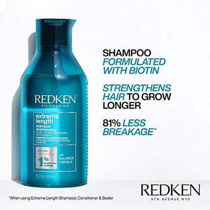 Redken Extreme Length Shampoo | For Hair Growth | Prevents Breakage & Strengthens Hair | Infused With Biotin | 10.1 Fl Oz (Pack of 1)