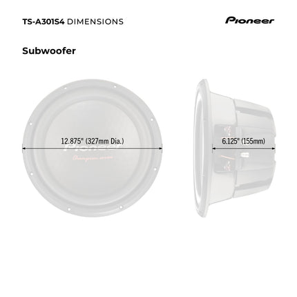 Buy Pioneer TS-A301S4 - Powerful 12-inch Subwoofer, 1600 Watts Peak Power, Single 4 Ohm Voice Coil for a Powerful Bass in India