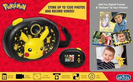 ekids Pokemon Kids Camera with SD Card, Digital Camera for Kids with Video Camera, Built-in Digital Stickers for Fans of Pokemon Gifts for Kids