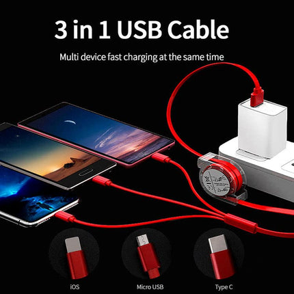 Multipin 3-in-1 Retractable Fast Charging USB Cable