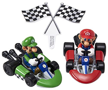 Buy DecoSet Mario Kart Cake Topper, 3 Piece Cake Decoration with Race Kart Toppers & Checkered Flag in India.