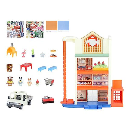 buy Bluey Hammerbarn Shopping Center Mega Set, 4 Level, 22" Tall Playset with Working Lift and Trolley in india