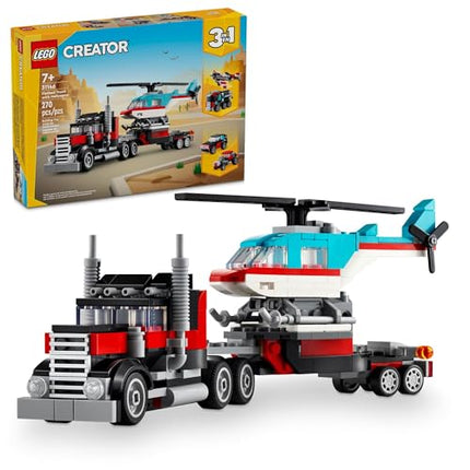 Buy LEGO Creator 3 in 1 Flatbed Truck with Helicopter Toy, Transforms from Flatbed Truck Toy to Prop in India.