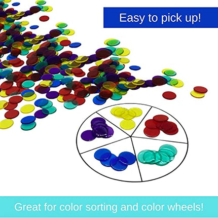 MR CHIPS Plastic Bingo Chips for Bingo Games 1000 Count - Transparent 7 Color Mixture Counting Chips - 3/4 Inch