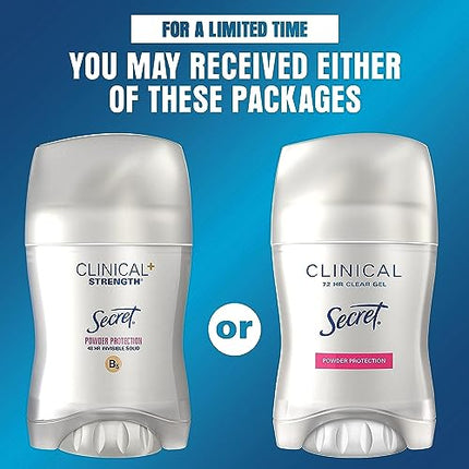 Secret Clinical Strength Invisible Solid Antiperspirant and Deodorant for Women, Protecting Powder, 1.6 oz (Pack of 3)