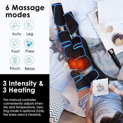 Air Compression Leg Massager with 6 massage modes and 3 intensity and 3 heating 