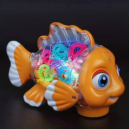 Maxbell Transparent Gear Fish Toy Fun Swing and Walking Fish Toy for Kids
