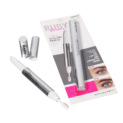 Ruby Kisses Brow Styling Pencil with Brush, Long-Lasting Eyebrow Wax, Clear Brow Shaper, Precision Sculpting & Shaping, Professional Quality, Easy Application