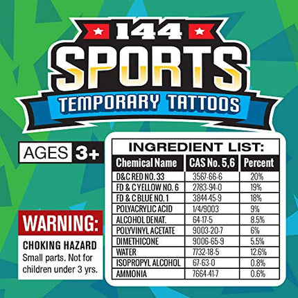 buy ArtCreativity Sports Temporary Tattoos for Kids - Bulk Pack of 144 in Assorted Designs, Non-Toxic in India